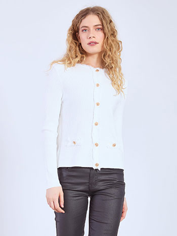 Ζακέτα με ανάγλυφο ύφασμα σε λευκό