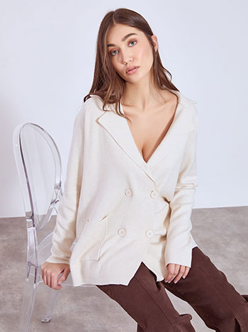 Cardigan double breasted in light beige