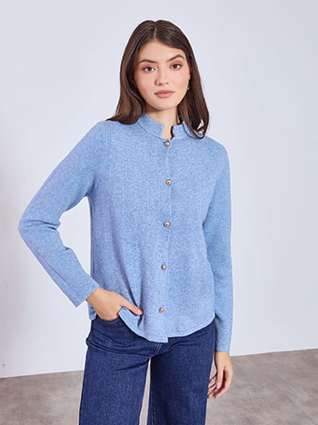 Cardigan knitted with mao collar in light blue