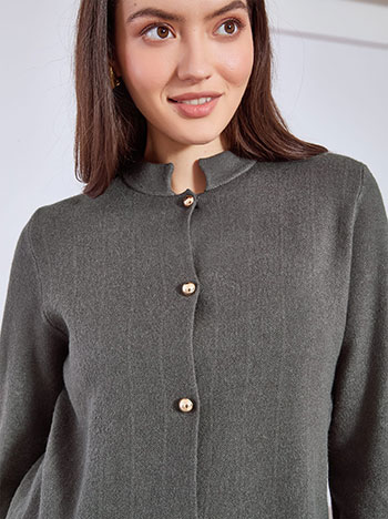 Ζακέτα πλεκτή με μάο γιακά σε γκρι σκούρο