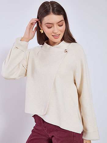 Cardigan wrap front asymmetric in beige