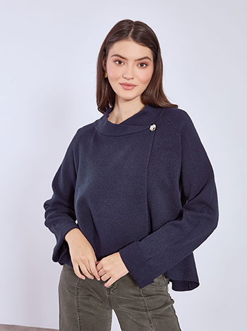 Cardigan wrap front asymmetric in dark blue