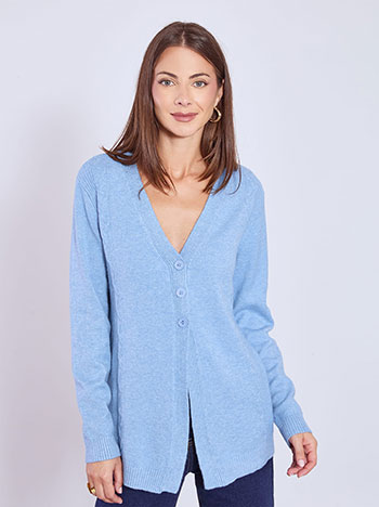 Ζακέτα πλεκτή με άνοιγμα μπροστά σε μπλε