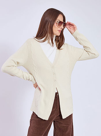 Ζακέτα πλεκτή με άνοιγμα μπροστά σε μπεζ