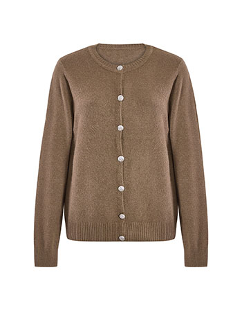 Cardigan with textured strass buttons in brown, 19.99