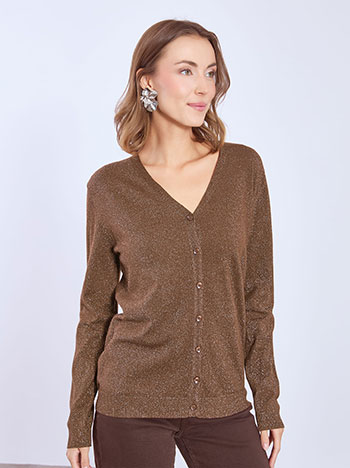 Cardigan metallic in brown