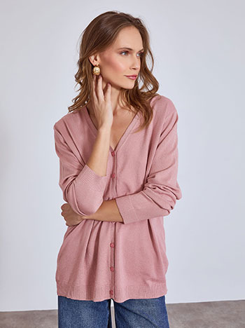 Cardigan metallic in dusty pink