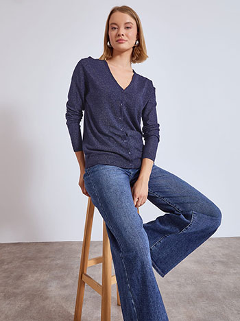 Ζακέτα μεταλλιζέ σε σκούρο μπλε