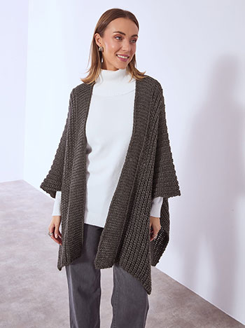 Ζακέτα με χοντρή πλέξη σε ανθρακί