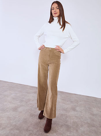 Παντελόνι wide leg κοτλέ σε καφέ ανοιχτό