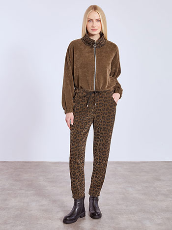Παντελόνι κοτλέ λεοπάρ σε καφέ