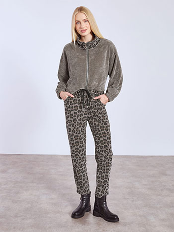 Παντελόνι κοτλέ λεοπάρ σε γκρι