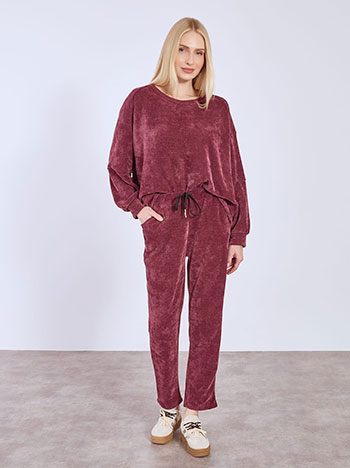 Παντελόνι κοτλέ μονόχρωμο σε μπορντό