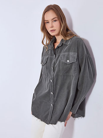 Shirt corduroy in dark grey