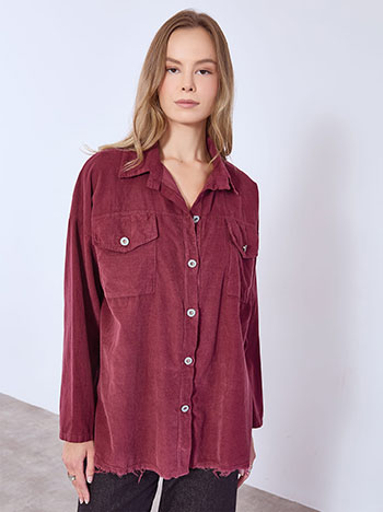 Πουκάμισο κοτλέ σε μπορντό
