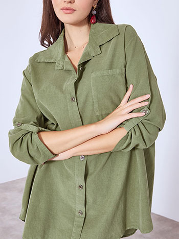 Πουκαμίσα κοτλέ σε χακί ανοιχτό