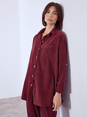 Shirt corduroy in wine red