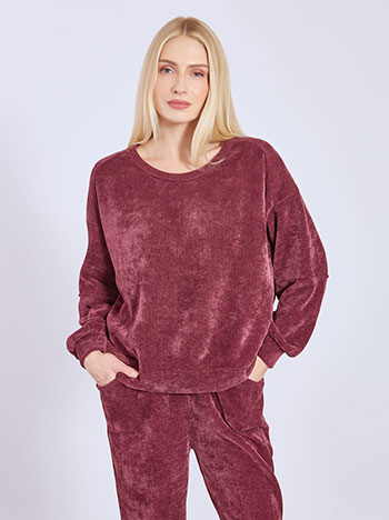 Top corduroy monochrome in wine red