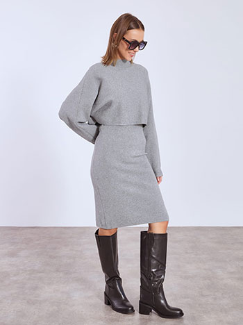 Dress and sweater knitted set in grey