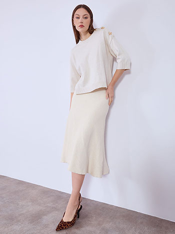 Skirt midi knitted in light beige