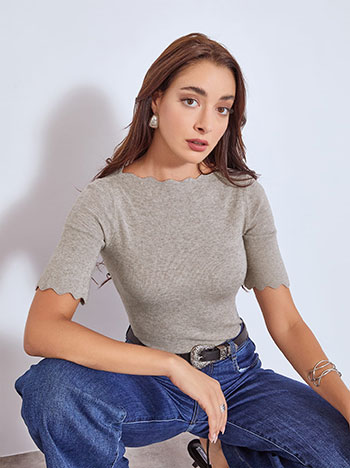 Top ribbed in light brown