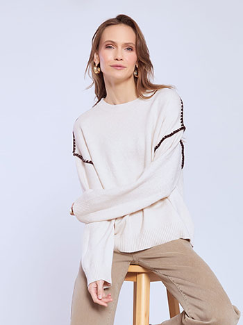 Sweater with viscose in light beige