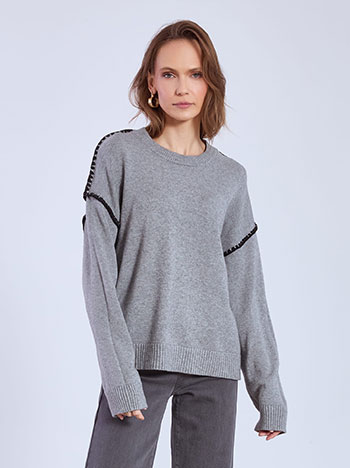 Πουλόβερ με βισκόζη σε γκρι