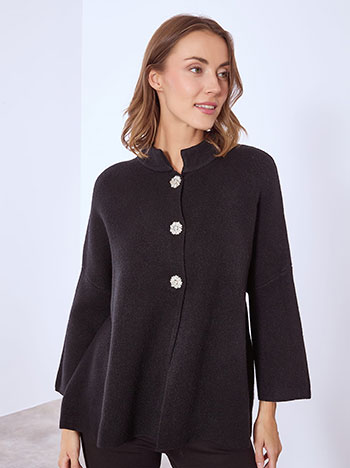 Cardigan with strass buttons in black