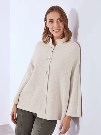 Cardigan with strass buttons in beige