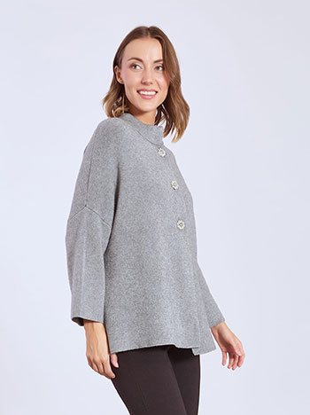 Cardigan with strass buttons in grey