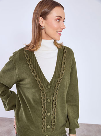 Ζακέτα με ανάγλυφη λεπτομέρεια σε χακί