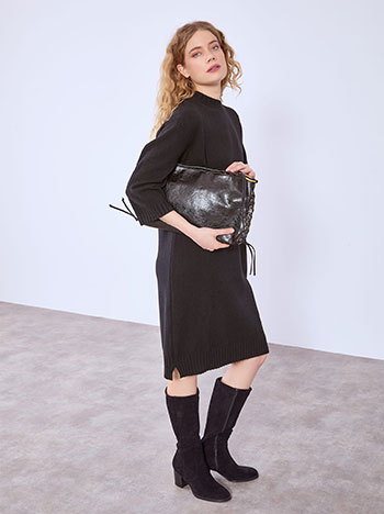 Dress knitted midi monochrome in black