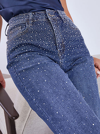 Jeans wide leg with strass in blue