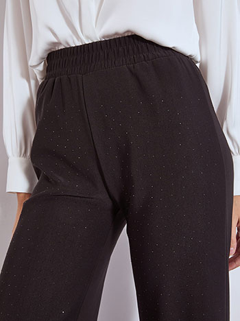 Trousers with strass in black