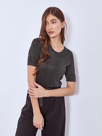 Μπλούζα πλεκτή μεταλλιζέ σε μαύρο