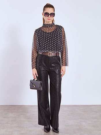 Trousers leather effect in black
