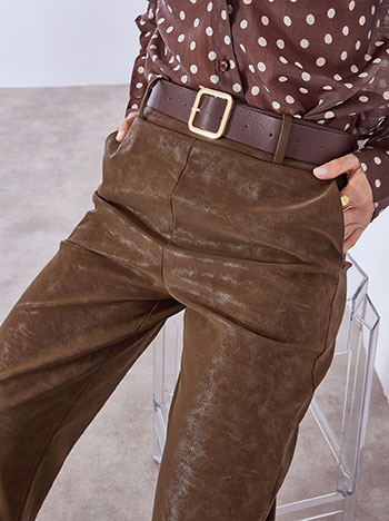 Trousers leather effect in dark brown
