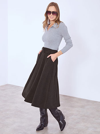Skirt midi corduroy in black