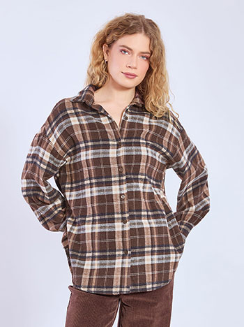 Shirt cotton plaid in brown