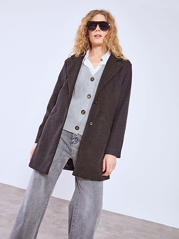 Παλτό με διακοσμητικές τσέπες σε μαύρο