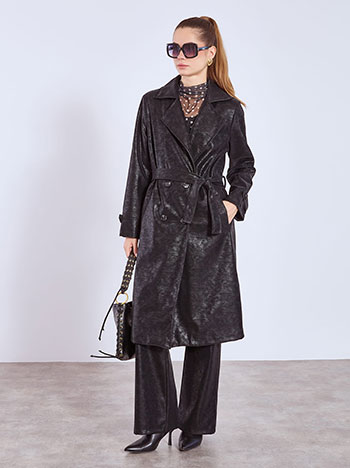 Παλτό δερματίνης σε μαύρο