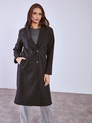 Παλτό μακρύ με απαλή υφή σε μαύρο