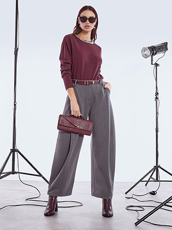 Trousers barrel with pleats in dark grey