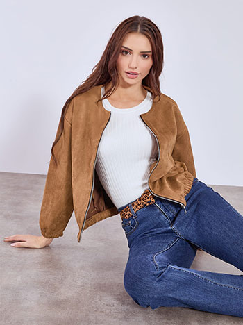 Jacket bomber suede like in brown