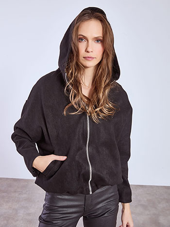 Jacket suede like in black