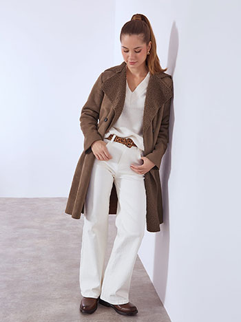 Coat suede monochrome in brown