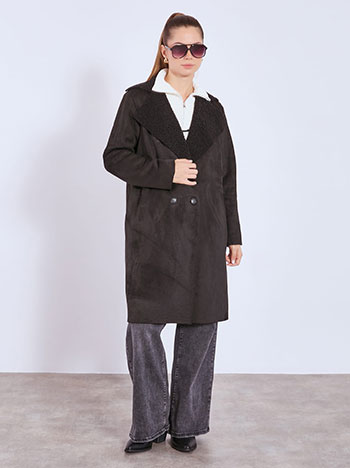 Coat suede monochrome in black