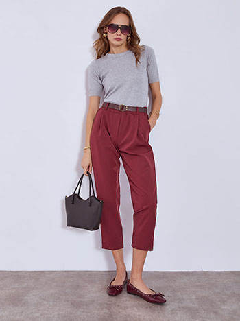 Παντελόνι με ελαστική μέση σε μπορντό