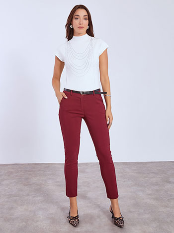 Trousers chino with detachable belt in wine red