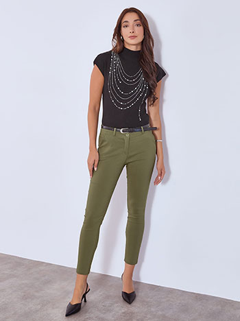 Trousers chino with detachable belt in khaki